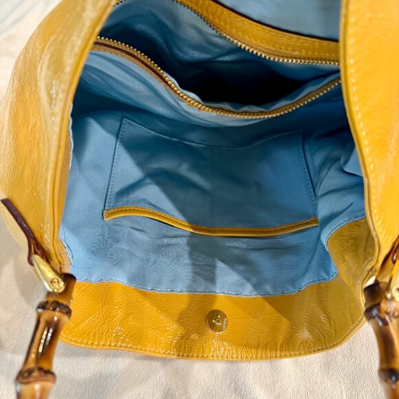 Frances Valentine Muriel Bag Crinkle Patent Canary Yellow - Picture 2 of 7